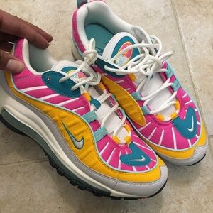 Nike Pink and Yellow Sneakers with Chunky Sole